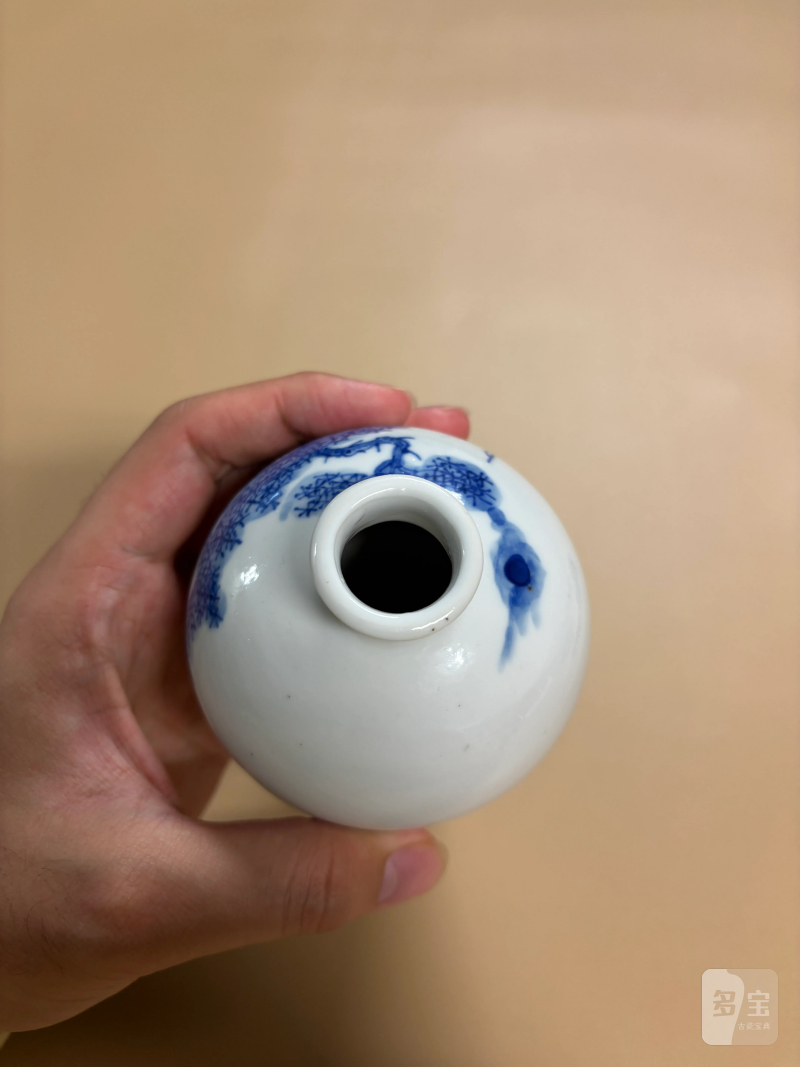 清晚期 青花渔家人物纹梅瓶 - 图6